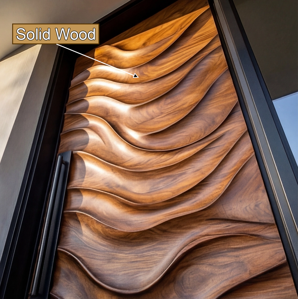 Veltrava Sculpted Solid Wood Rectangular Single Door