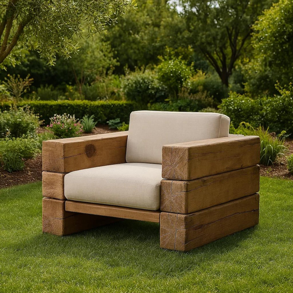 Rustic Wood Sofa Set For Garden Patio And Outdoor Lounge